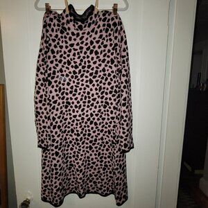 Ann Taylor Pink and Brown Animal Print Sweater Dress